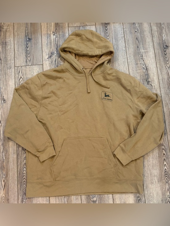 John Deere Other - John Deere Coyote Brown Tractor Flag Graphic Hoodie Mens 3XL Pullover